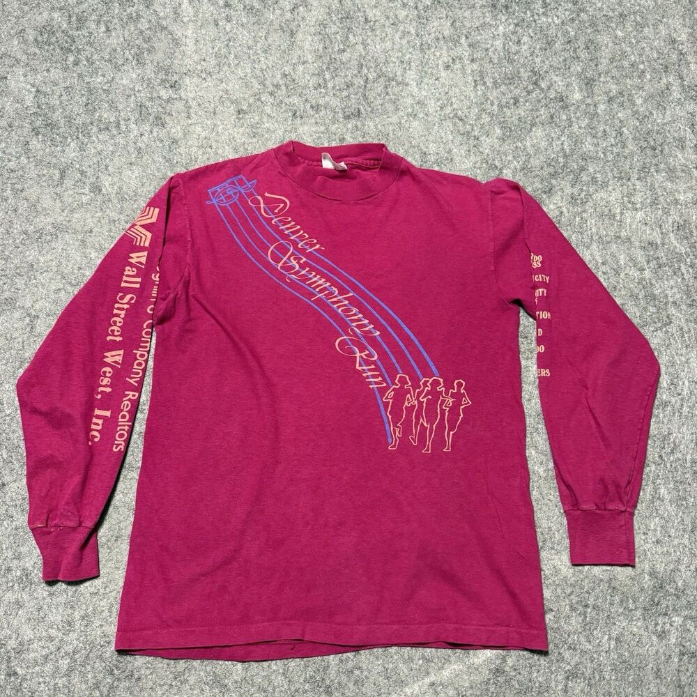Vintage 80s Hanes Beefy T Denver Symphony Run Long Sleeve Shirt Graphic Mens M